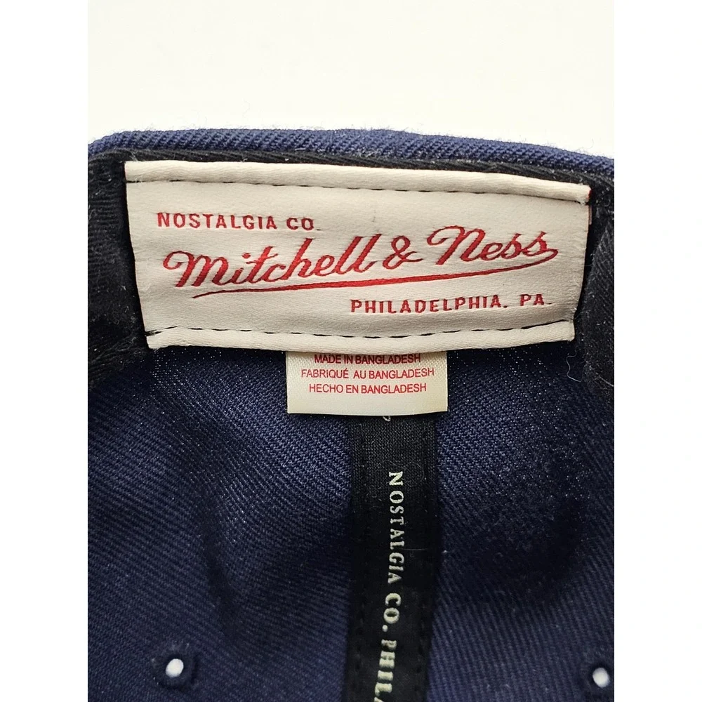 Mitchell & Ness Indiana Pacers Snapback Hat Blue Black White Logo Wool Blend‎